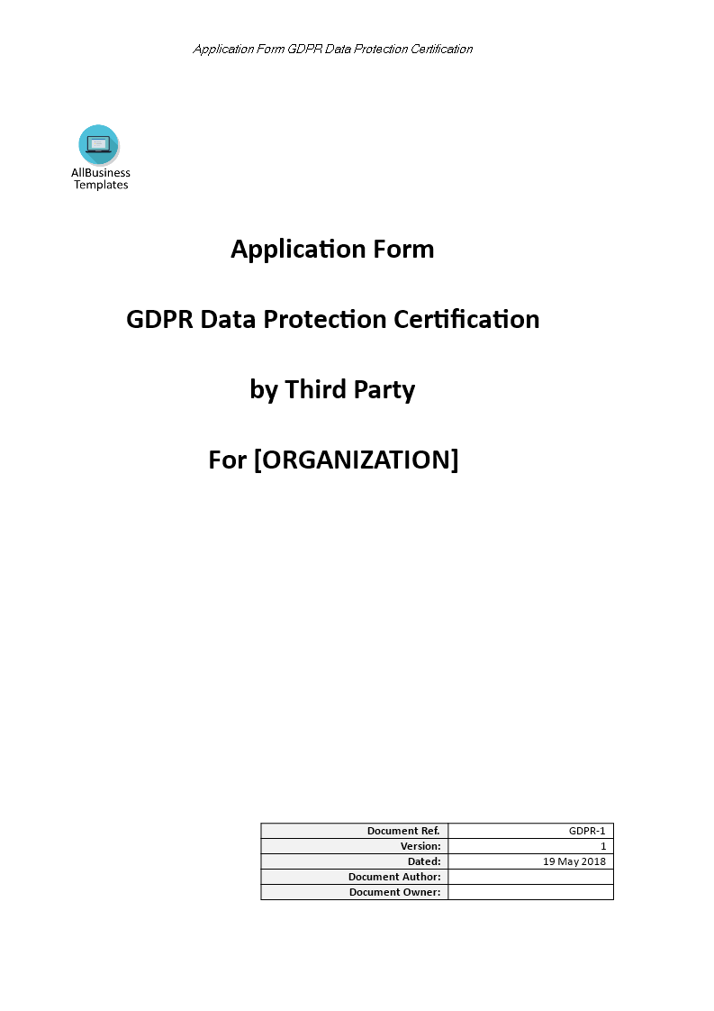 application form gdpr certification implementation voorbeeld afbeelding 