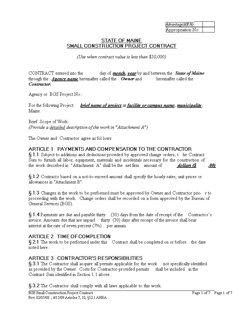 construction project template