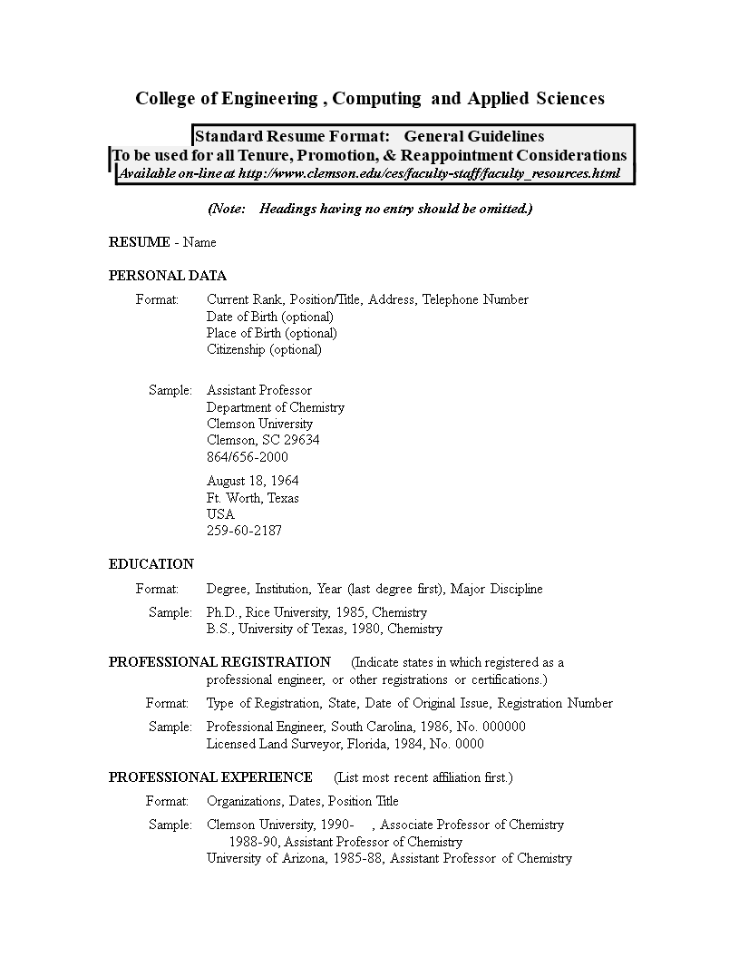 Lecturer Job Resume s 模板