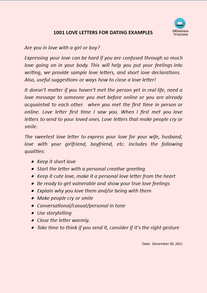 love letters template