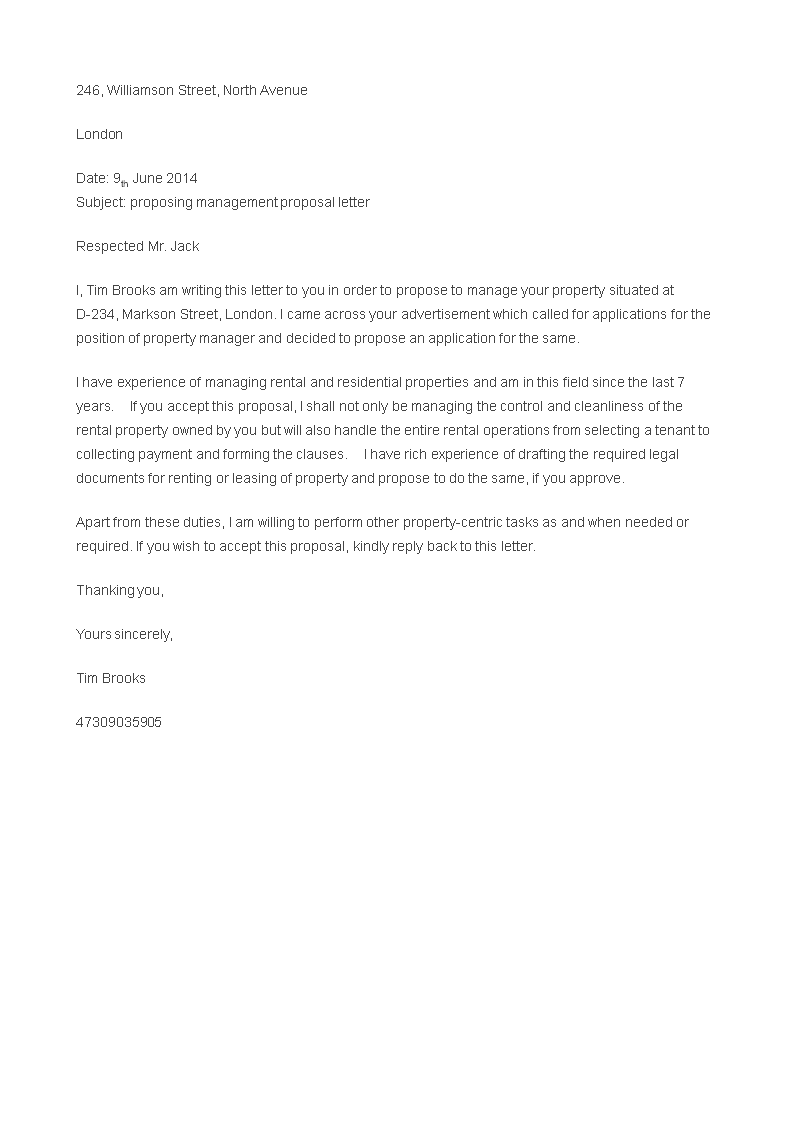 property management offer letter modèles