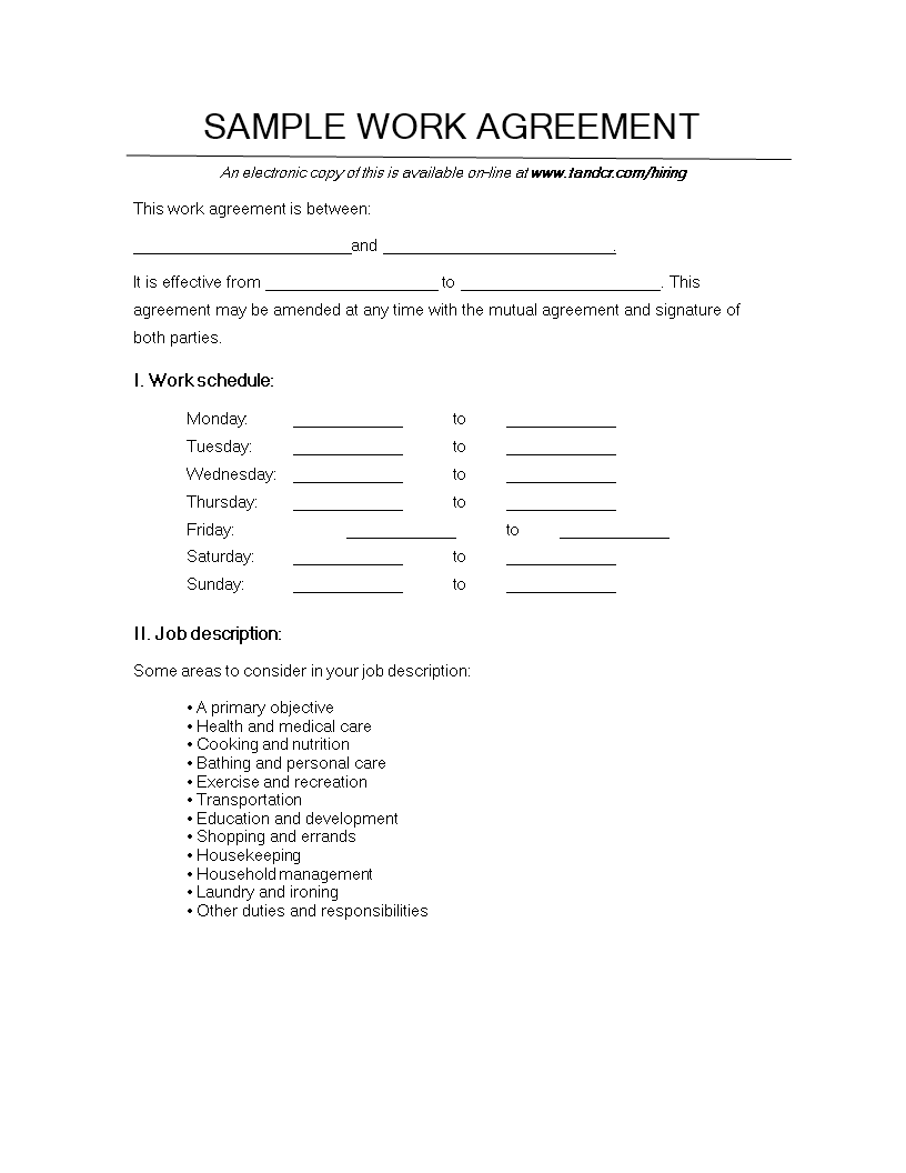 contract work agreement template