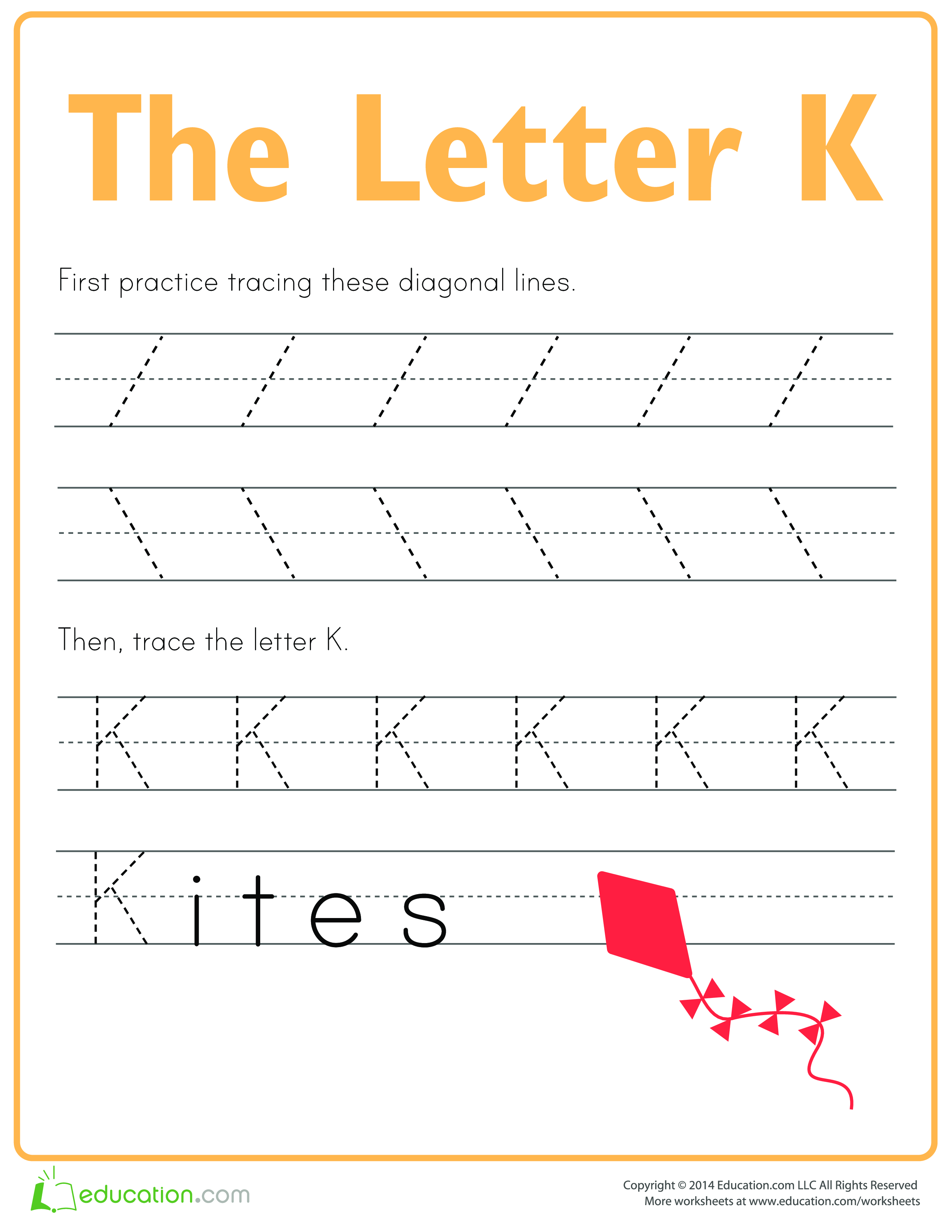 Learn to write letter K 模板