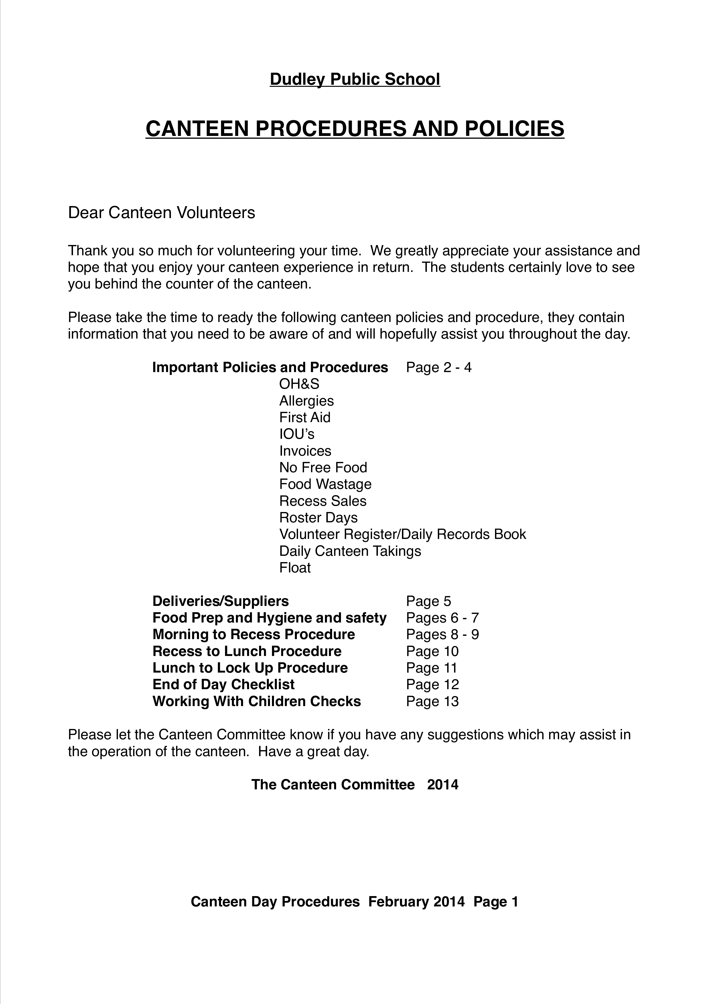 School Canteen Cleaning Schedule main image