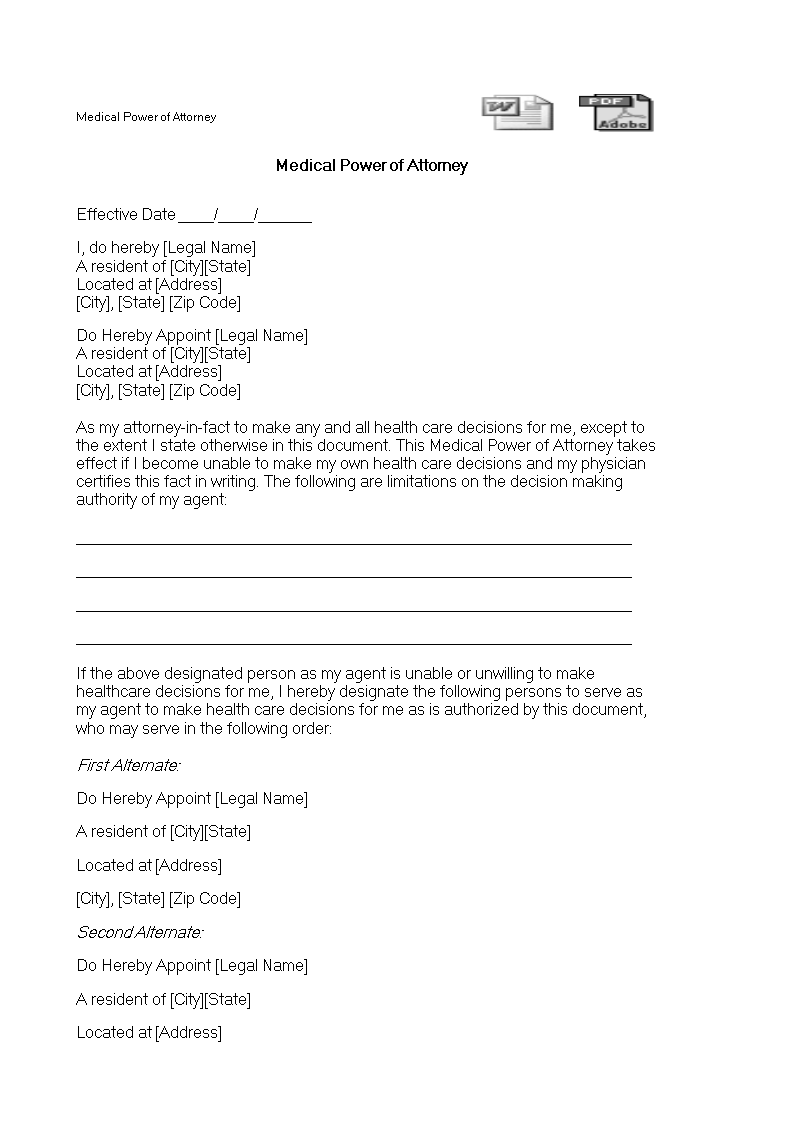 Medical Power Of Attorney Form Template main image