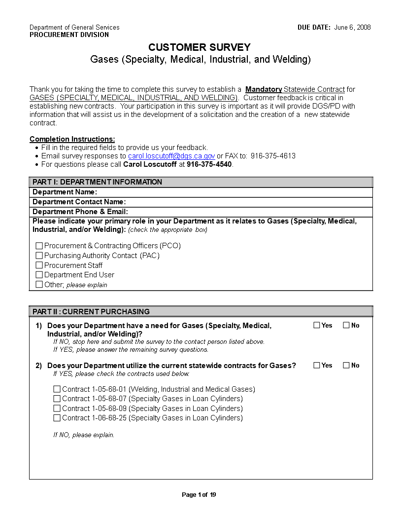 printable customer survey template template