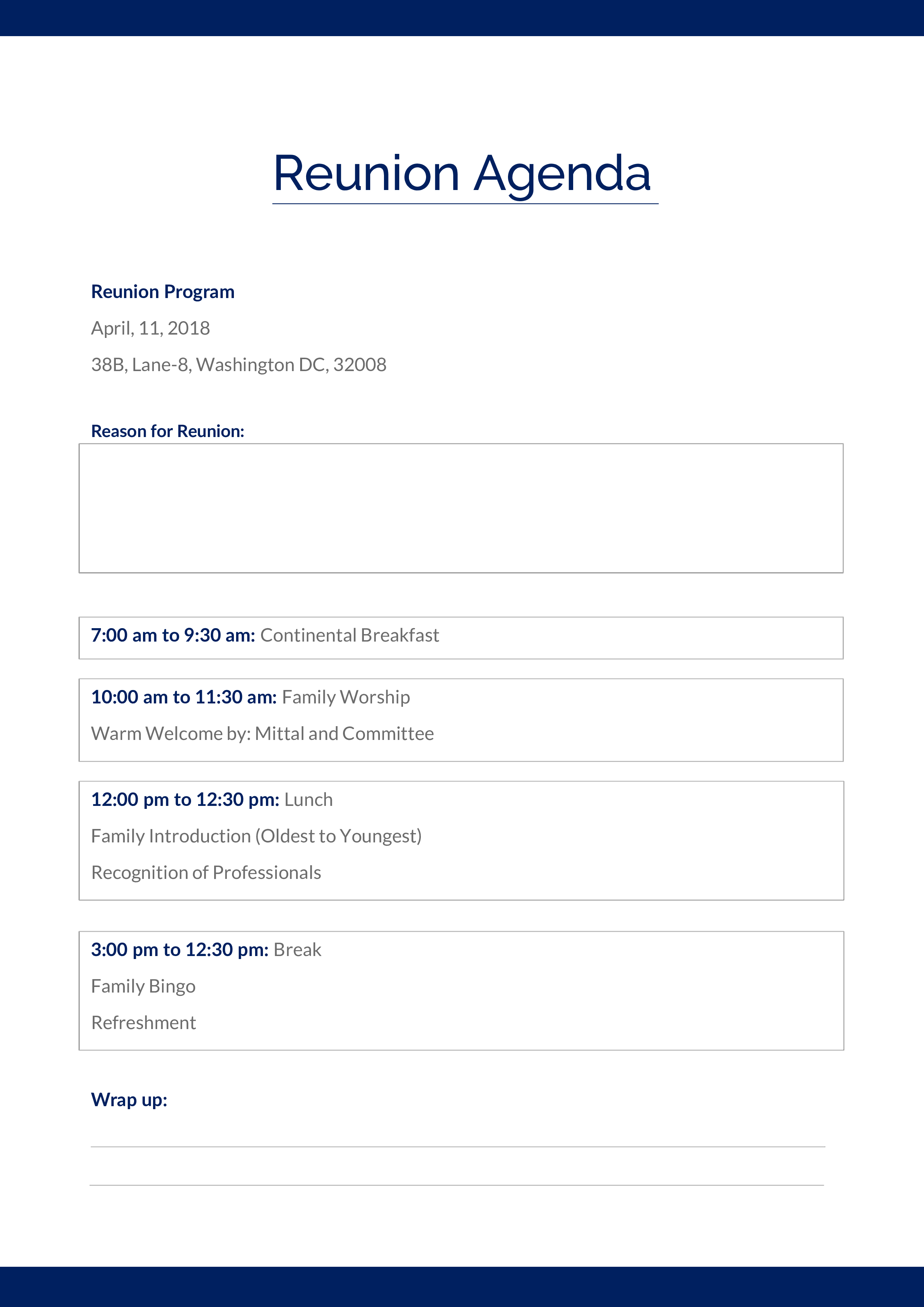 reunion agenda modèles