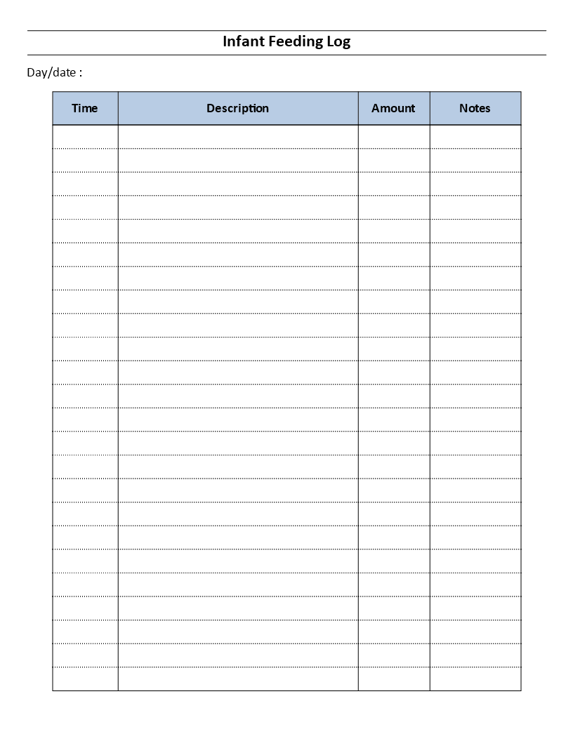 Feeding Log for Infant 模板