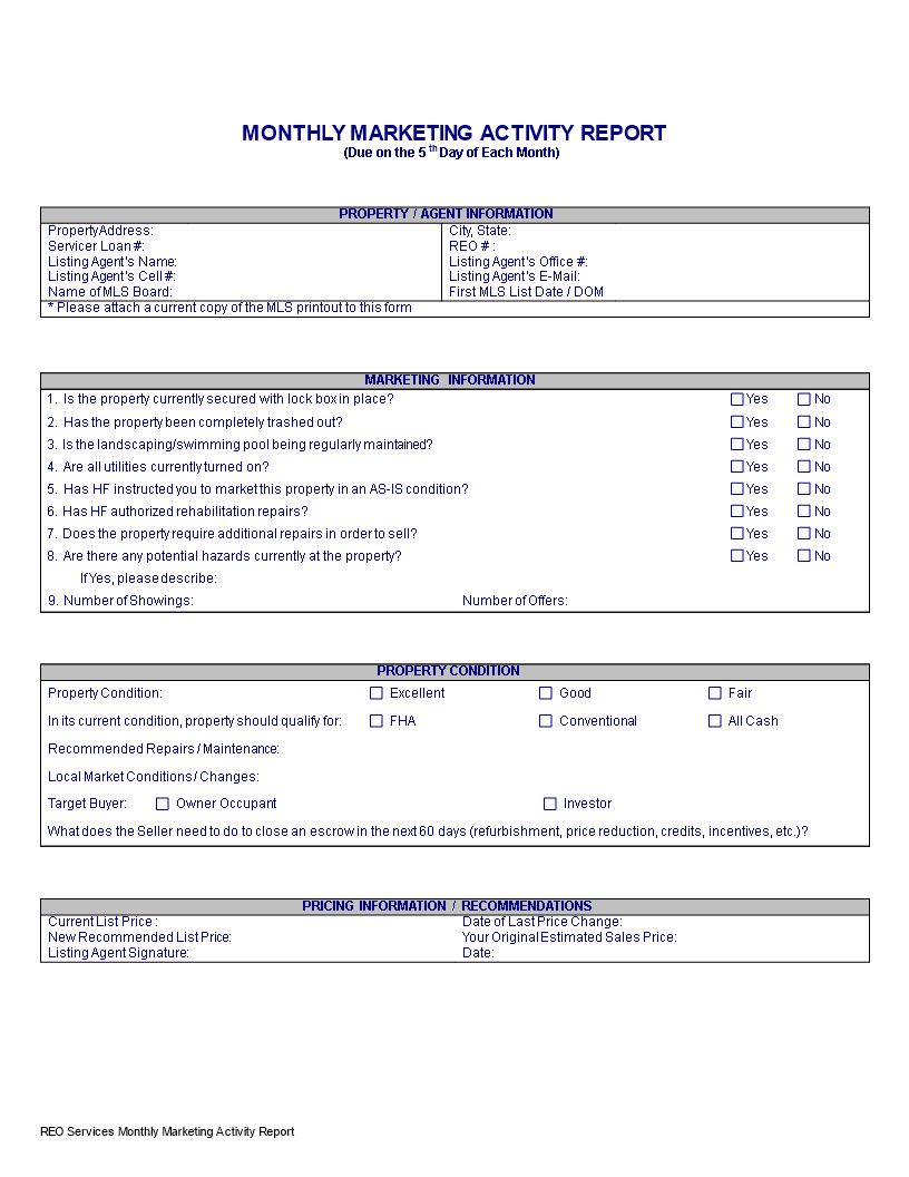 Marketing Weekly Report Template