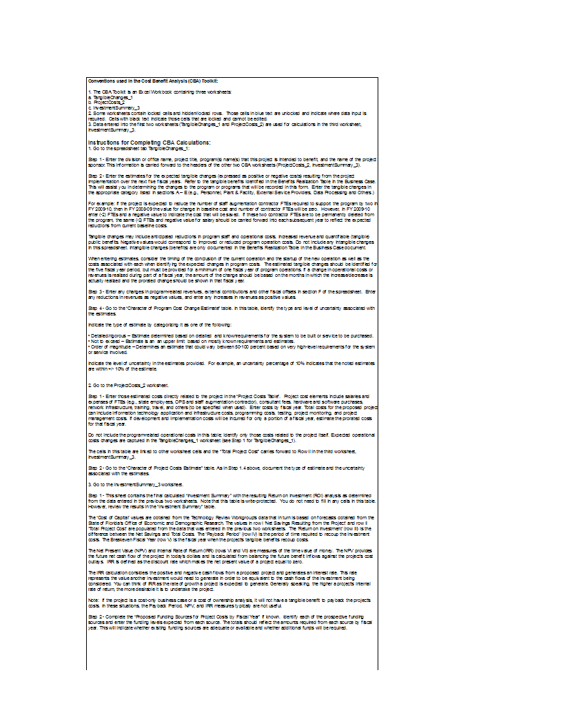 Cost Benefit Analysis Excel worksheet 模板