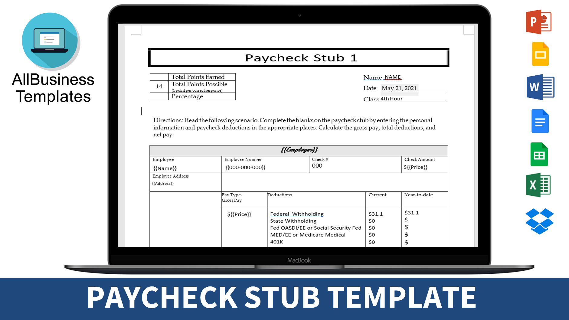 create check stub plantilla imagen principal