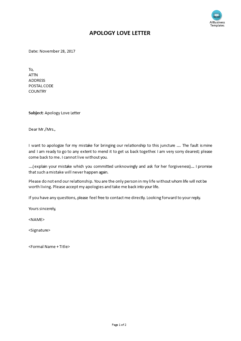 apology love letter template
