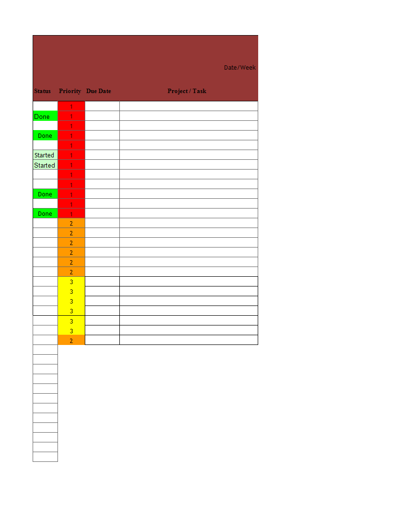 Project Checklist Excel example 模板
