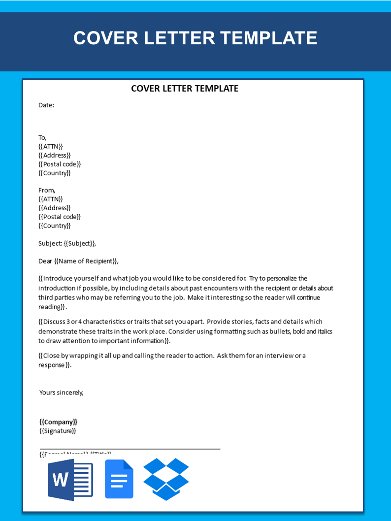 cover letter template free template