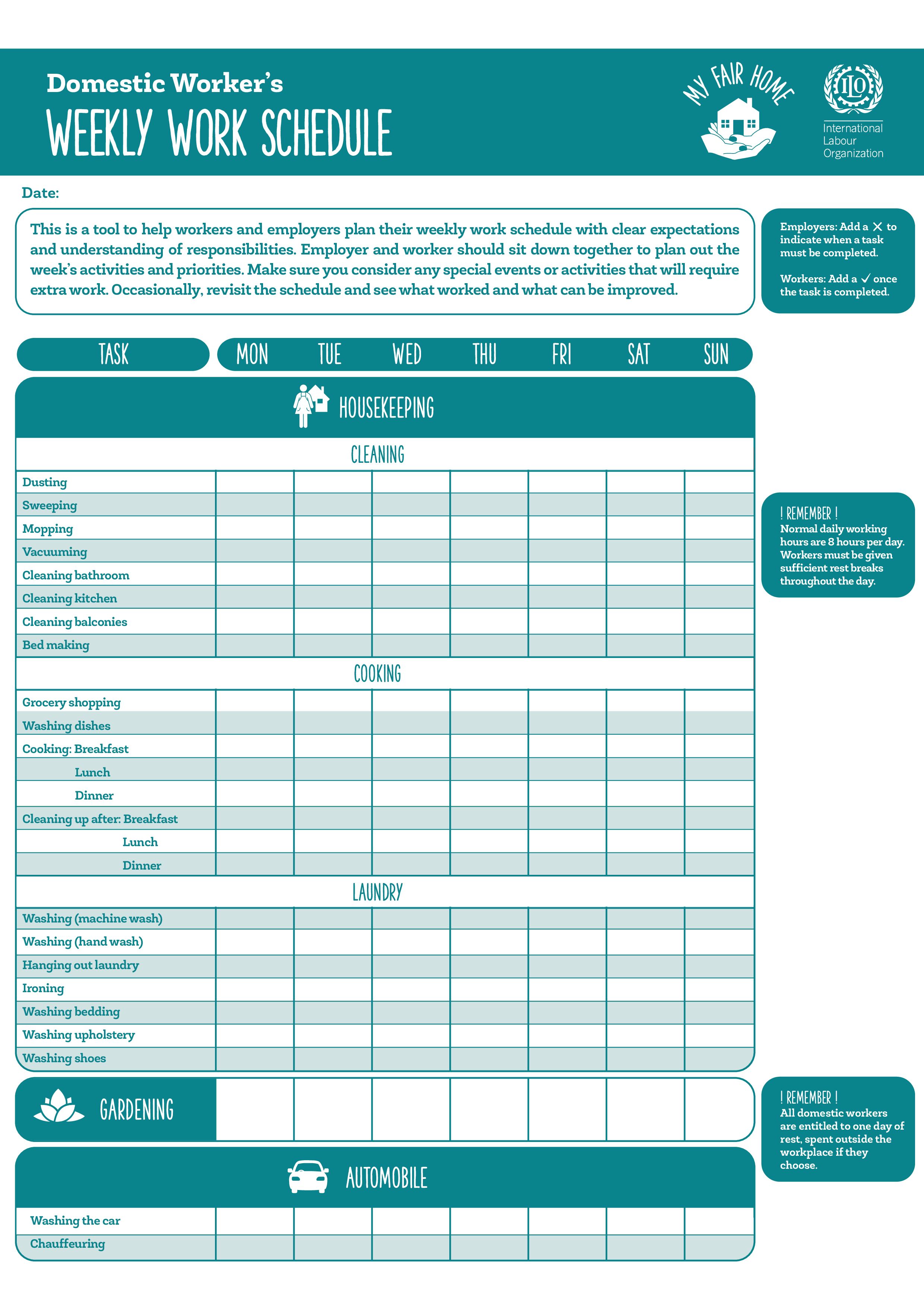 work schedule weekly template