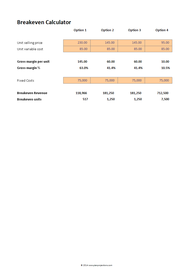 Break-Even Analysis BEA sample main image