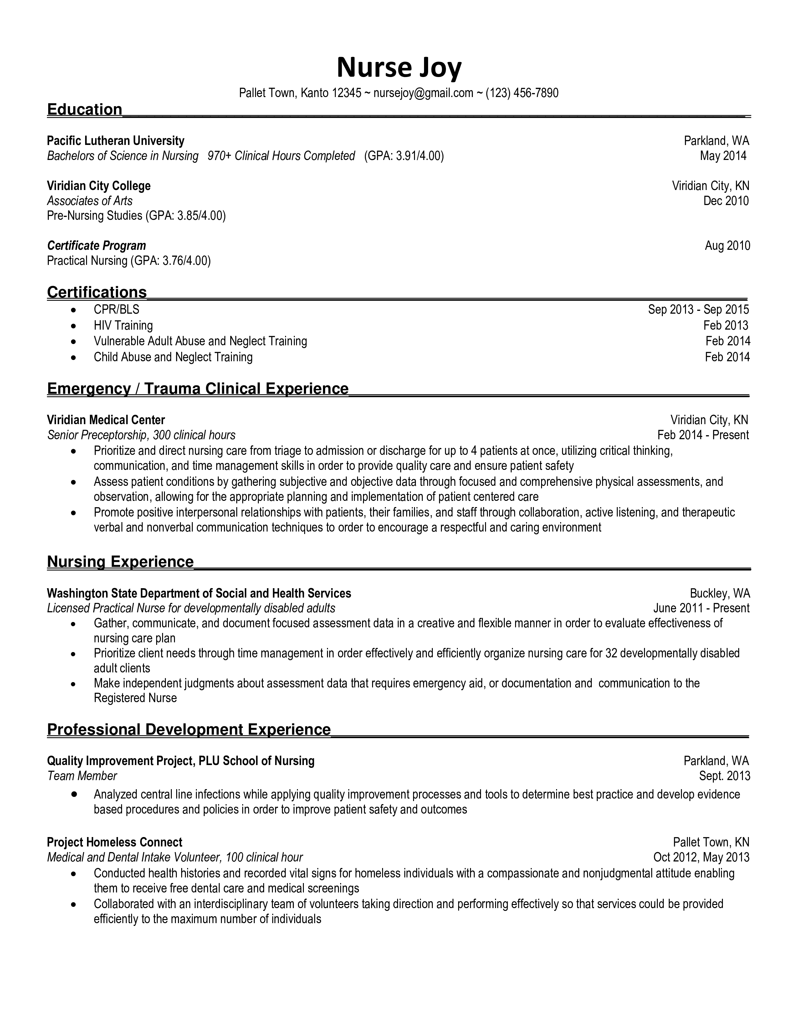 sample resume for nurse with experience voorbeeld afbeelding 