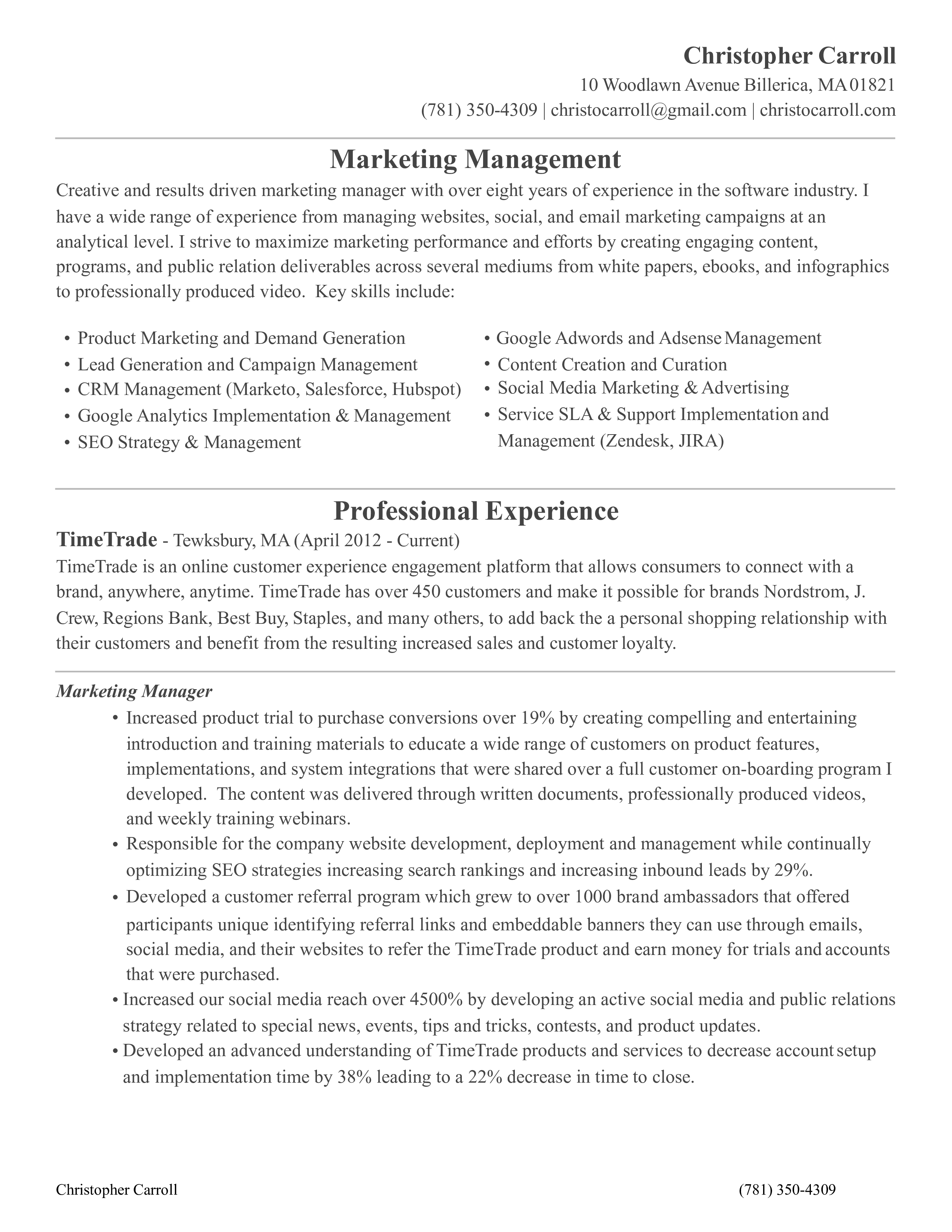 social media marketing manager resume plantilla imagen principal