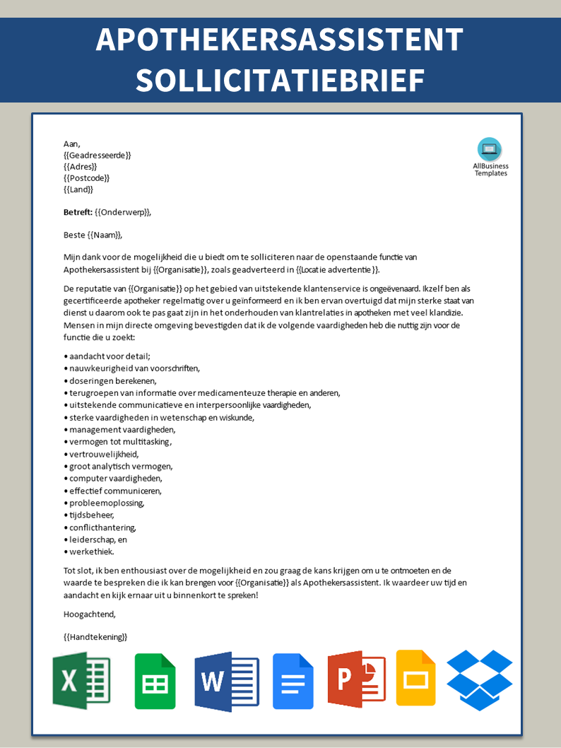 Apothekersassistent Sollicitatiebrief main image