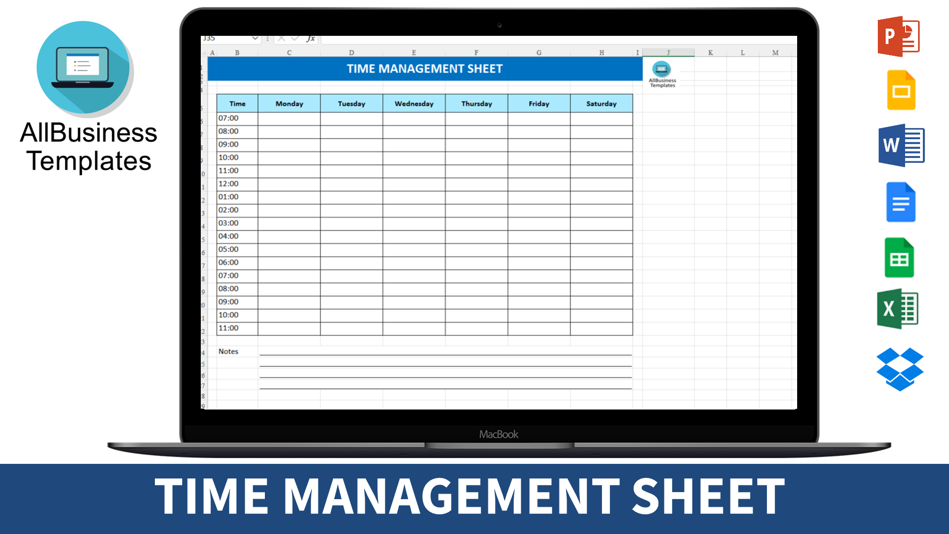 time management sheet Hauptschablonenbild