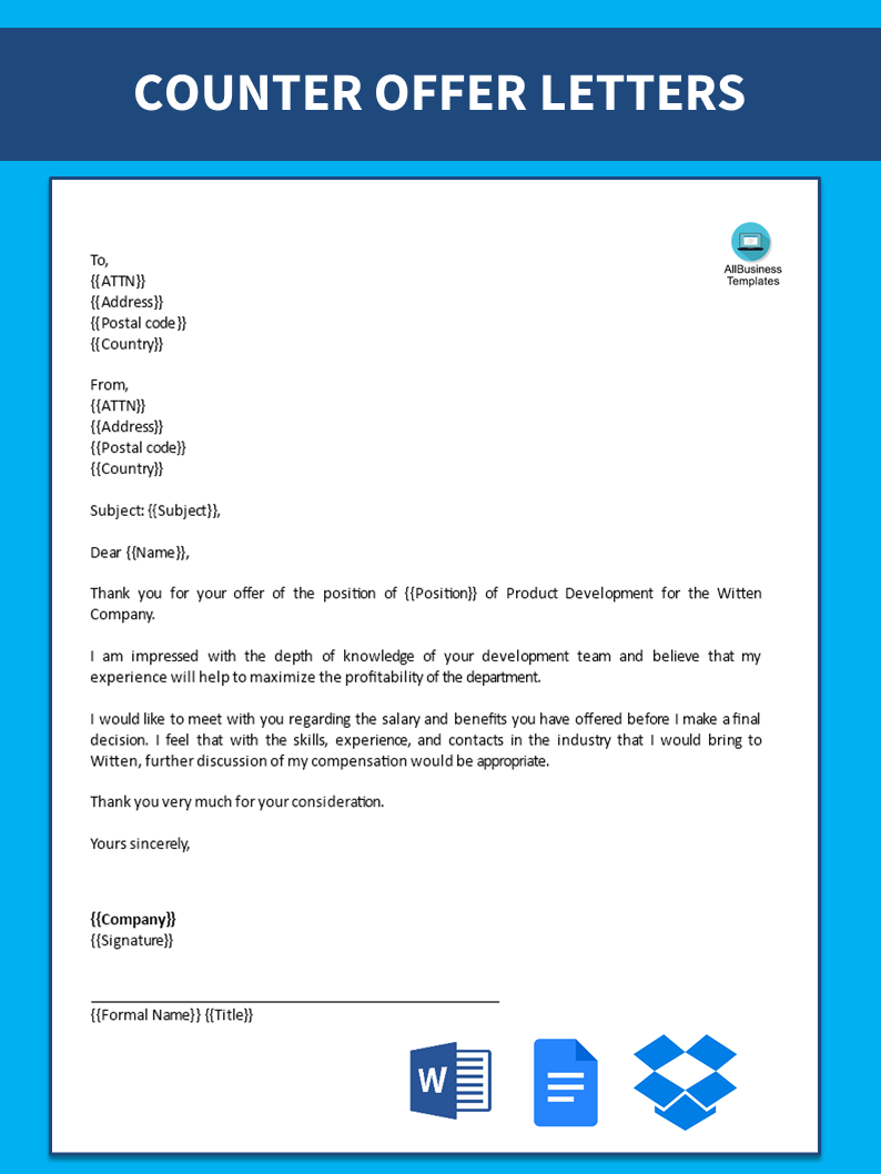counter offer letter template