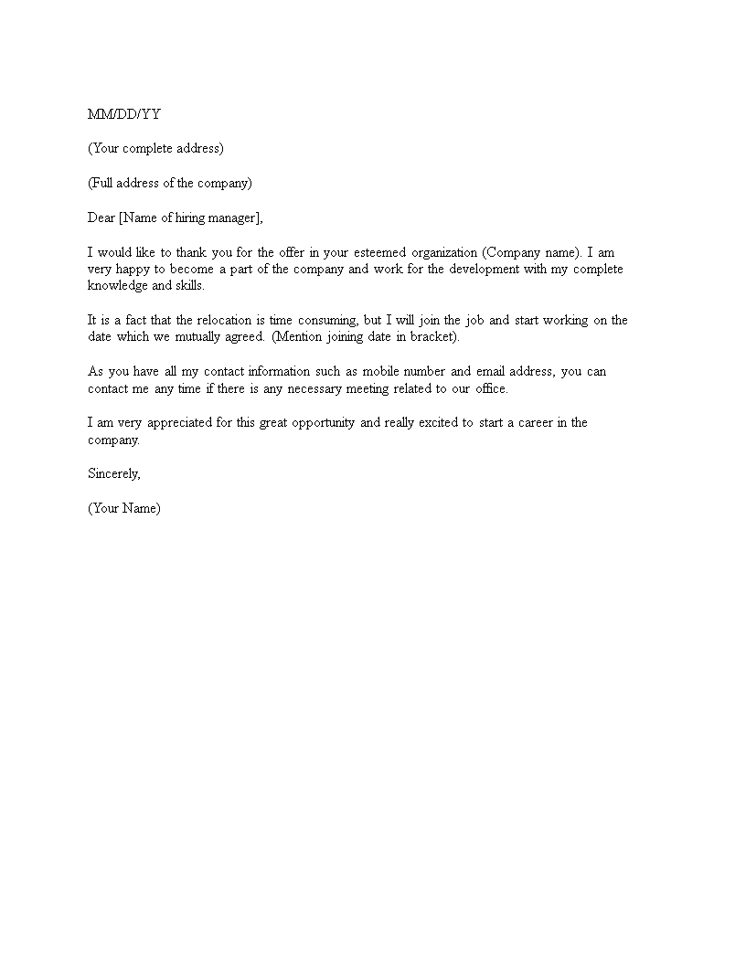 simple thank you letter for job offer plantilla imagen principal