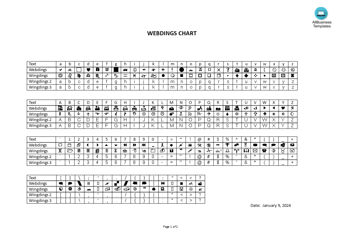 webdings chart voorbeeld afbeelding 