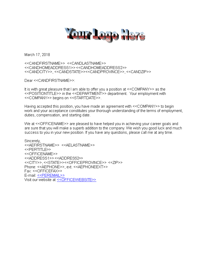 congratulation letter for new job template