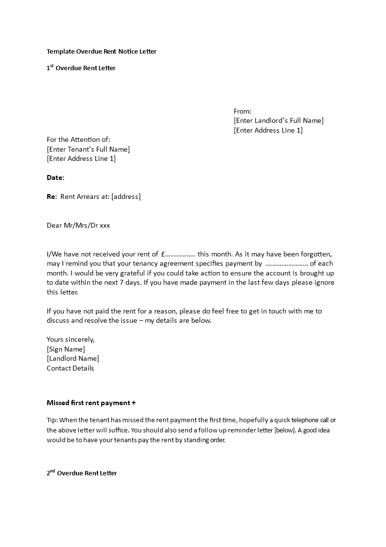 overdue rent notice letter voorbeeld afbeelding 