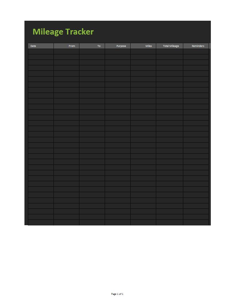 Excel Mileage Calculator Log 模板