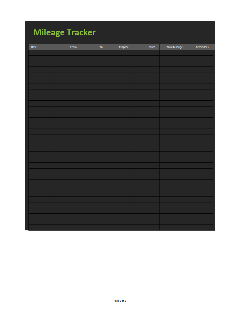 excel mileage calculator log template