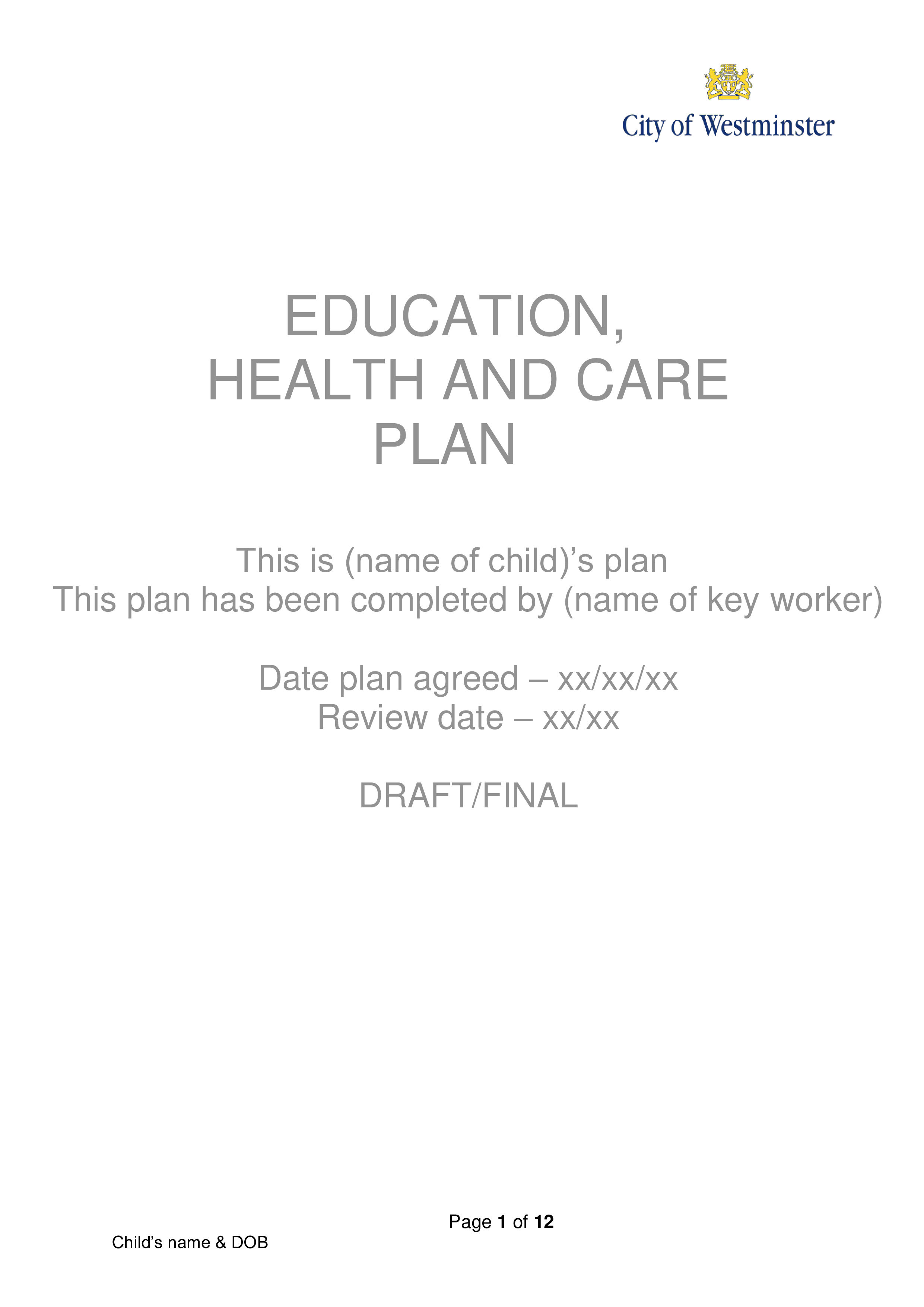 Education Health Care Plan 模板