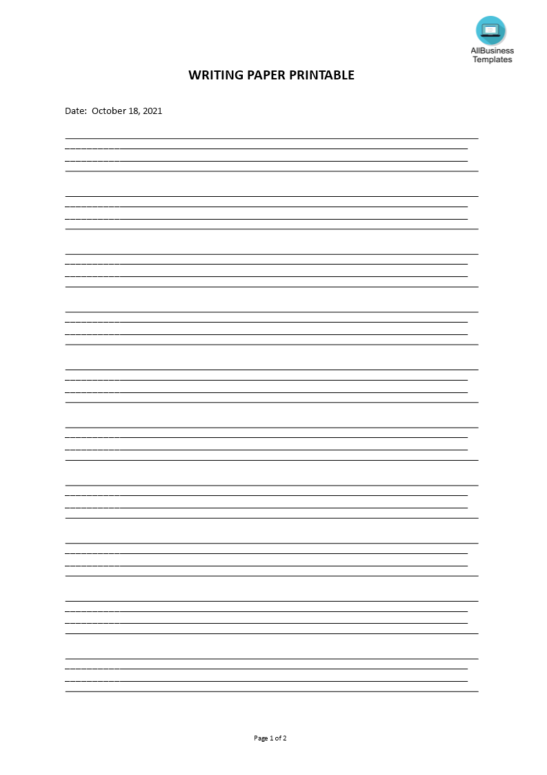 writing paper printable plantilla imagen principal