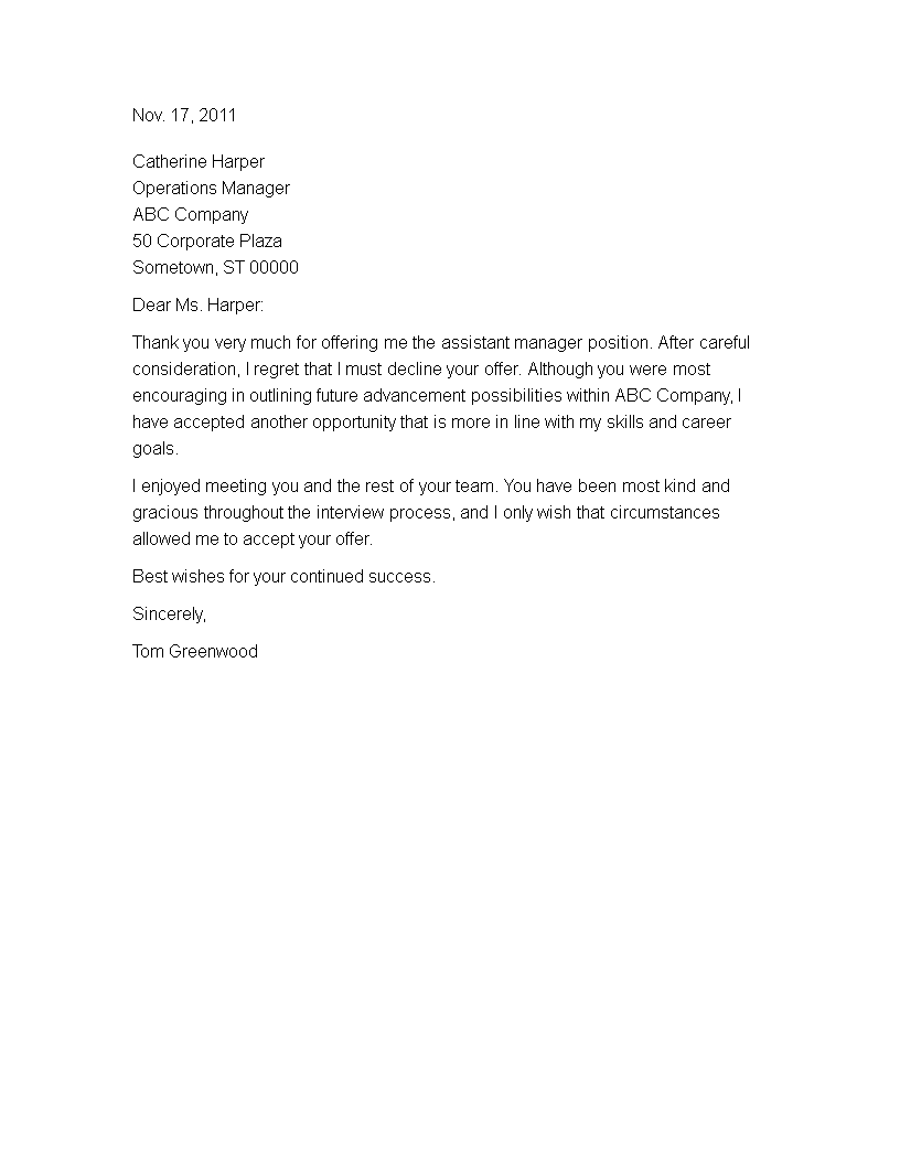 job rejection letter Hauptschablonenbild