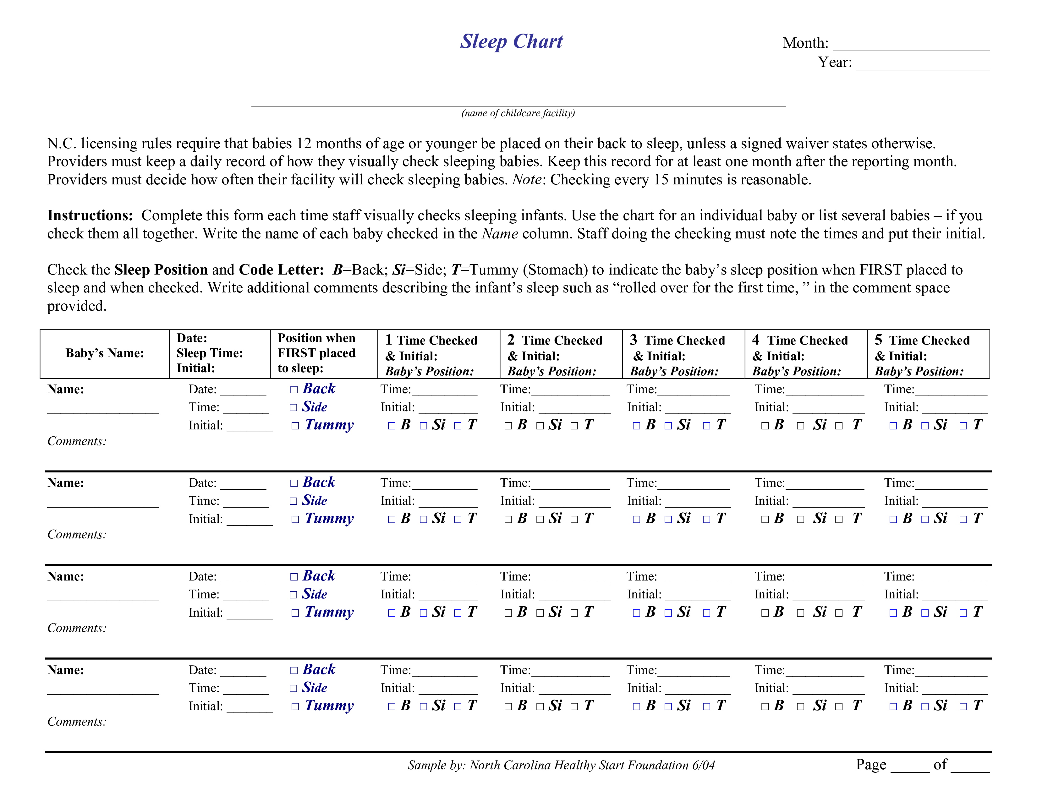 Baby Sleep Chart