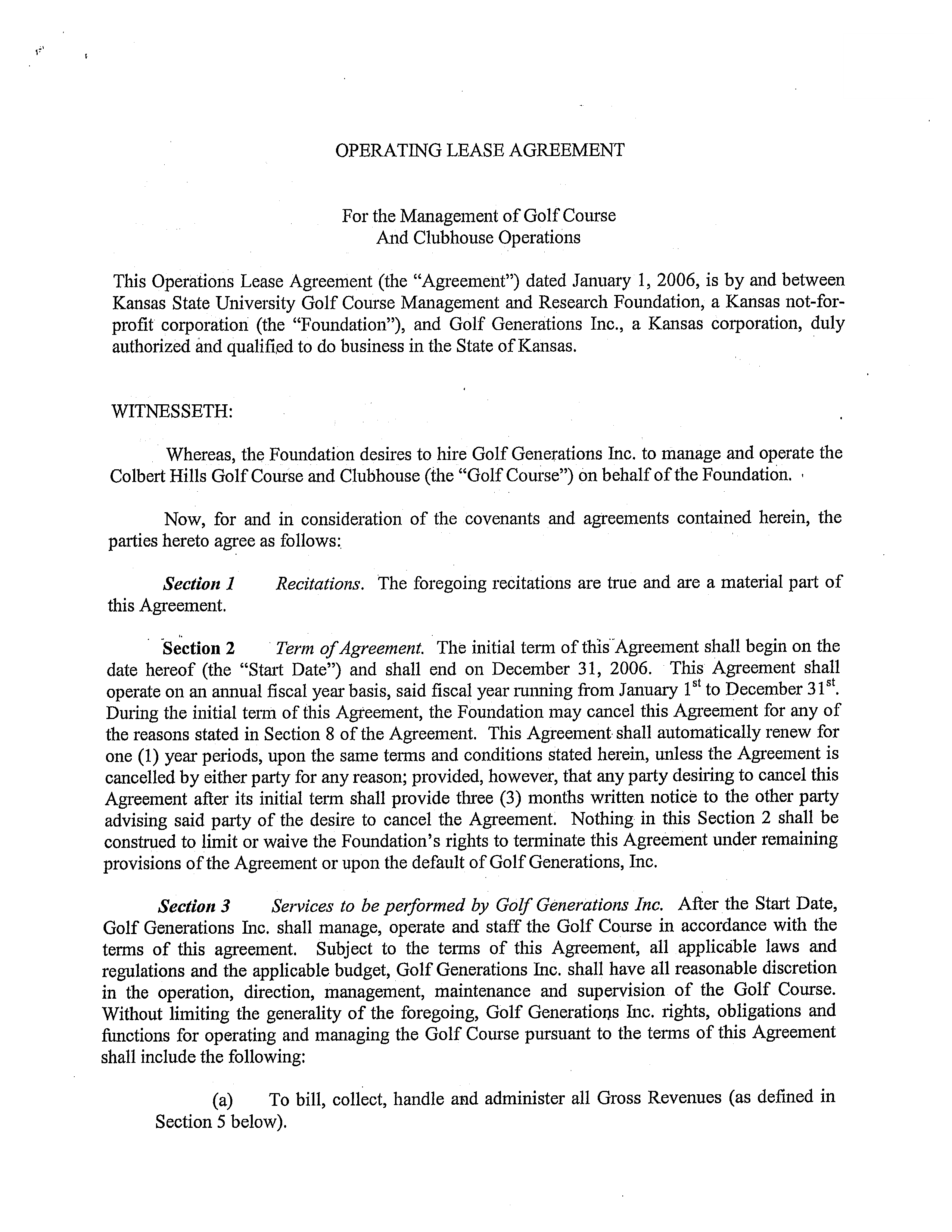 operating lease agreement template