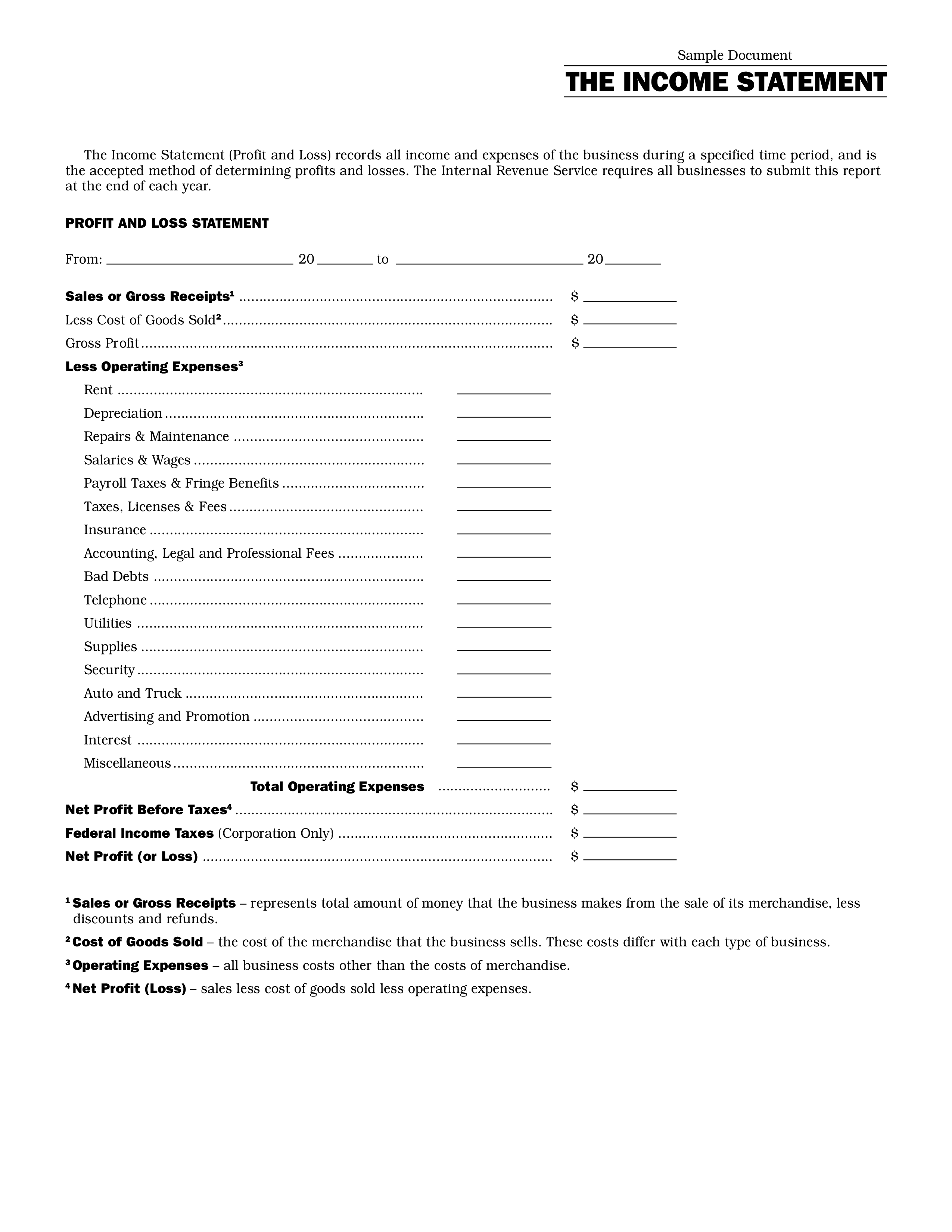 income statement sample format Hauptschablonenbild