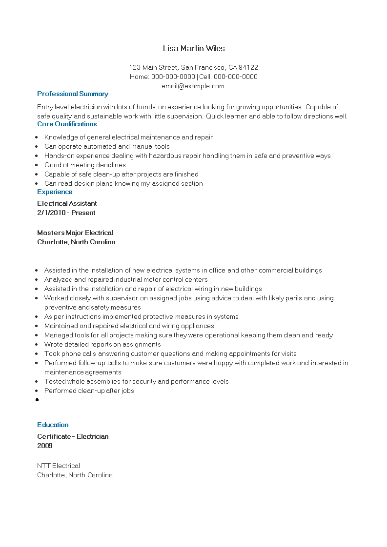 entry level resume modèles