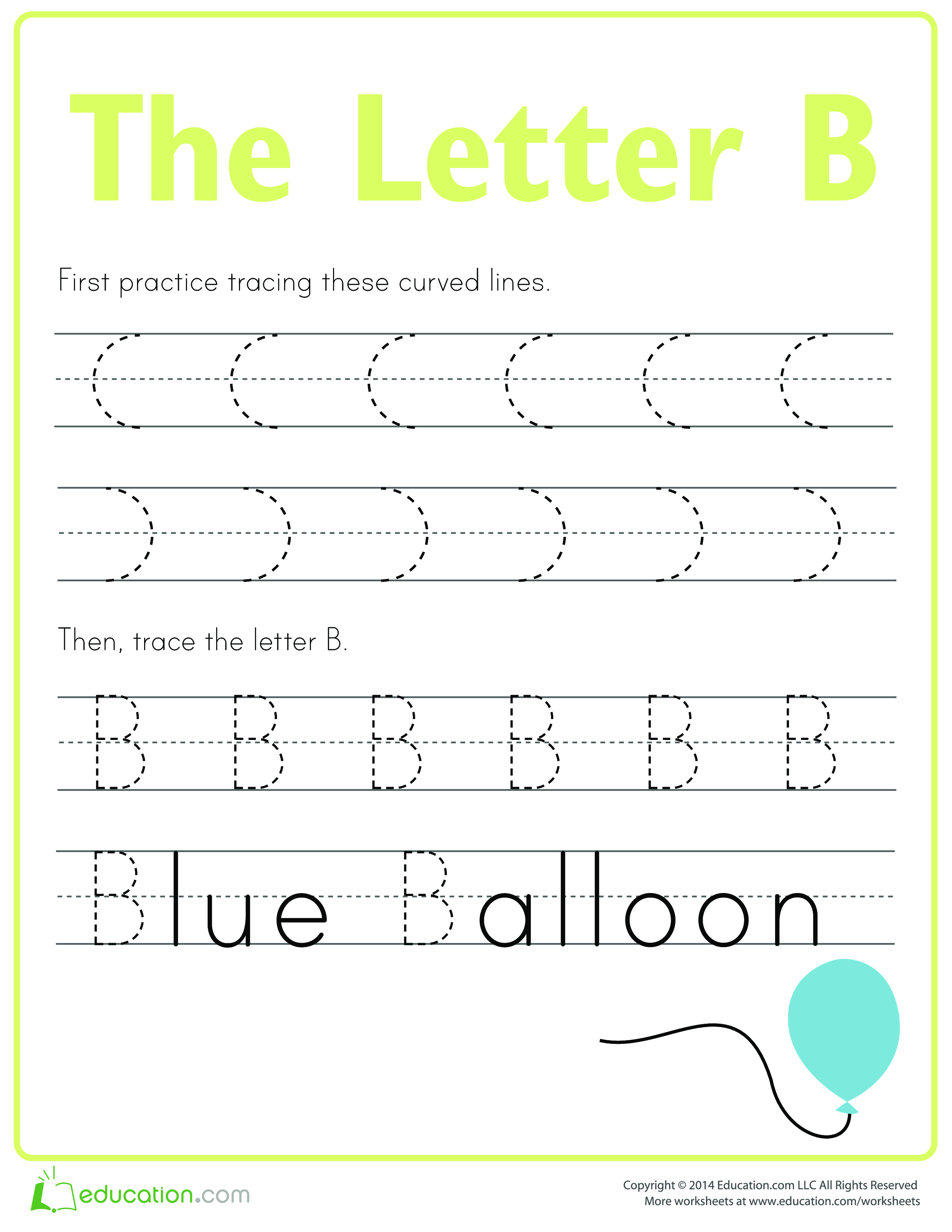 practice to write letter b template