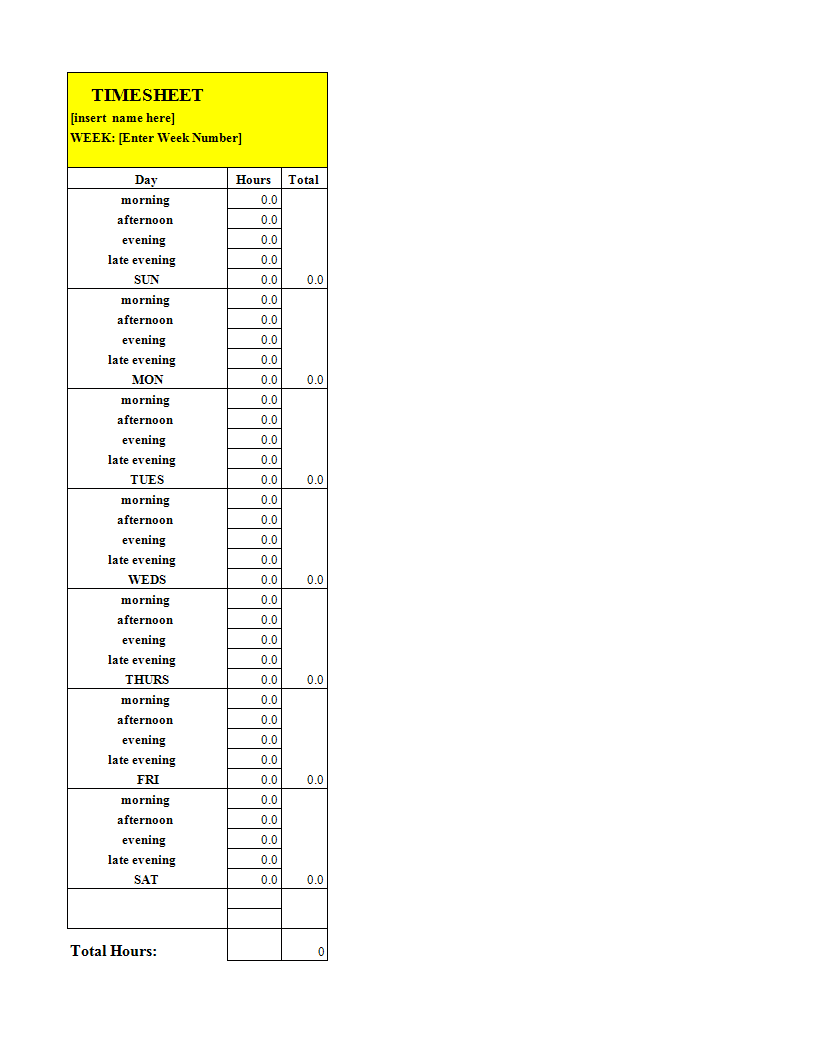 Weekly Timesheet Worksheet Excel main image