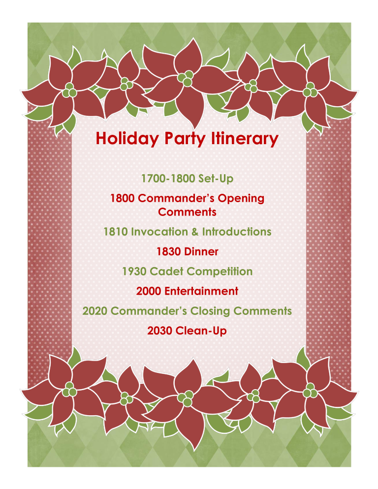 holiday party itinerary voorbeeld afbeelding 