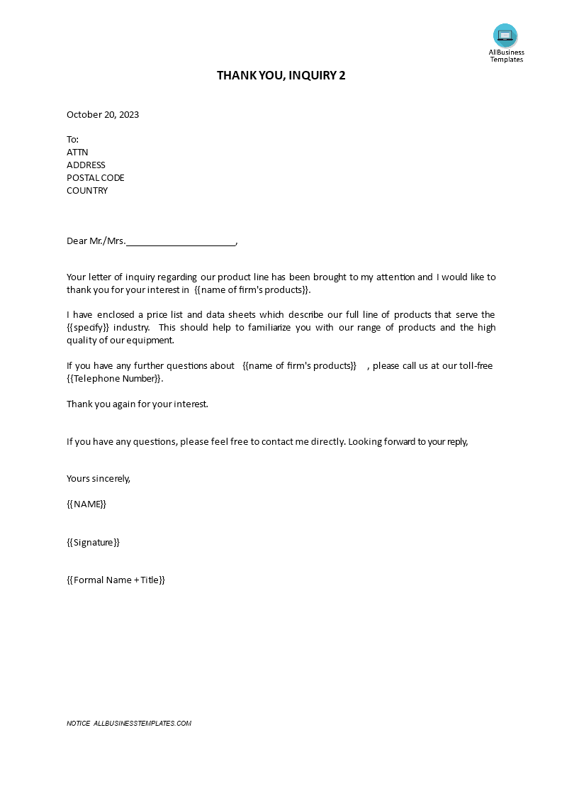 quotation sales letter template