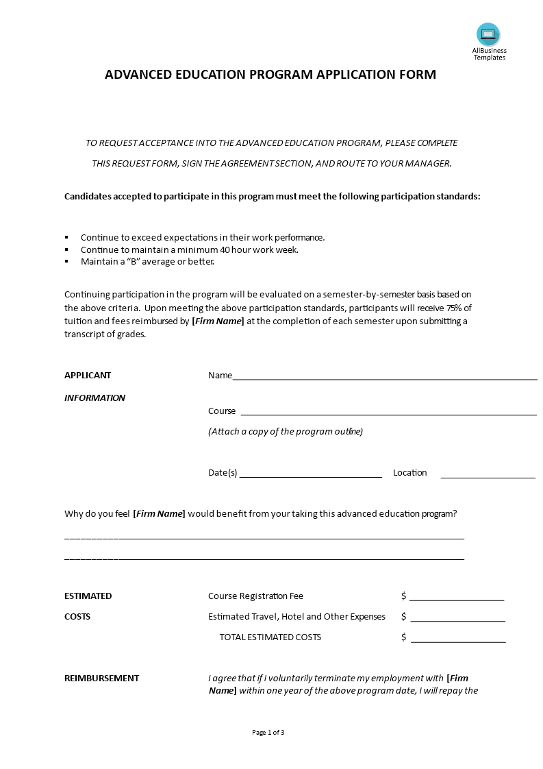 Education Application Form main image