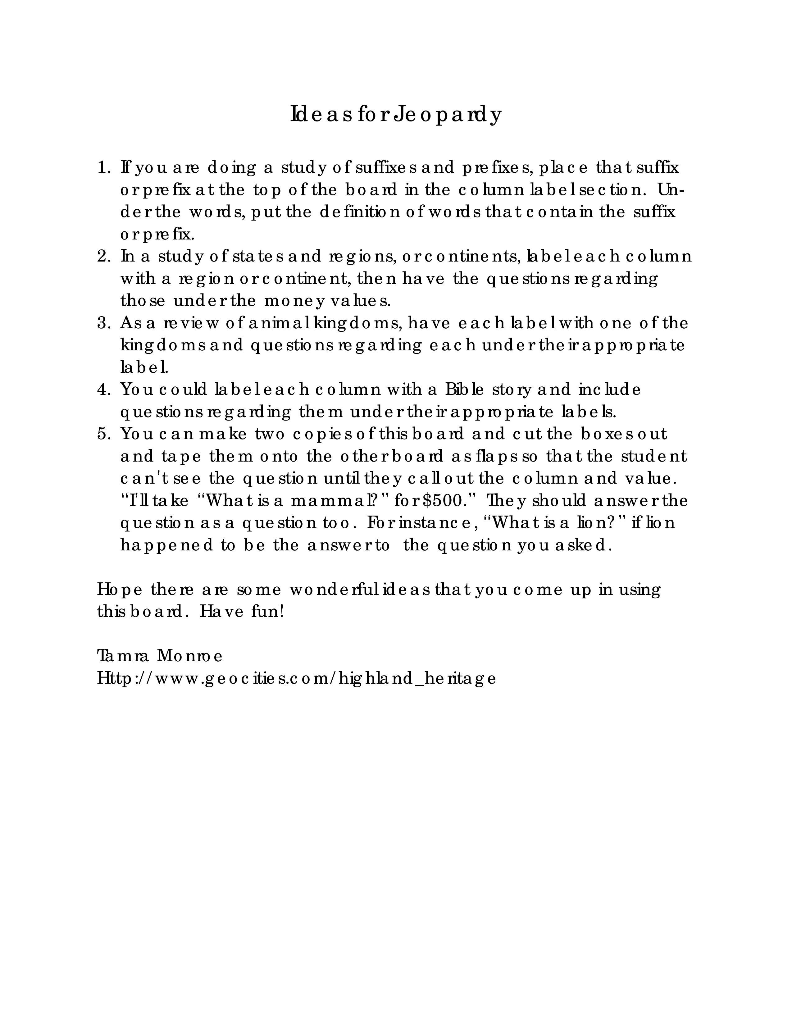 Kostenloses Jeopardy Game Board