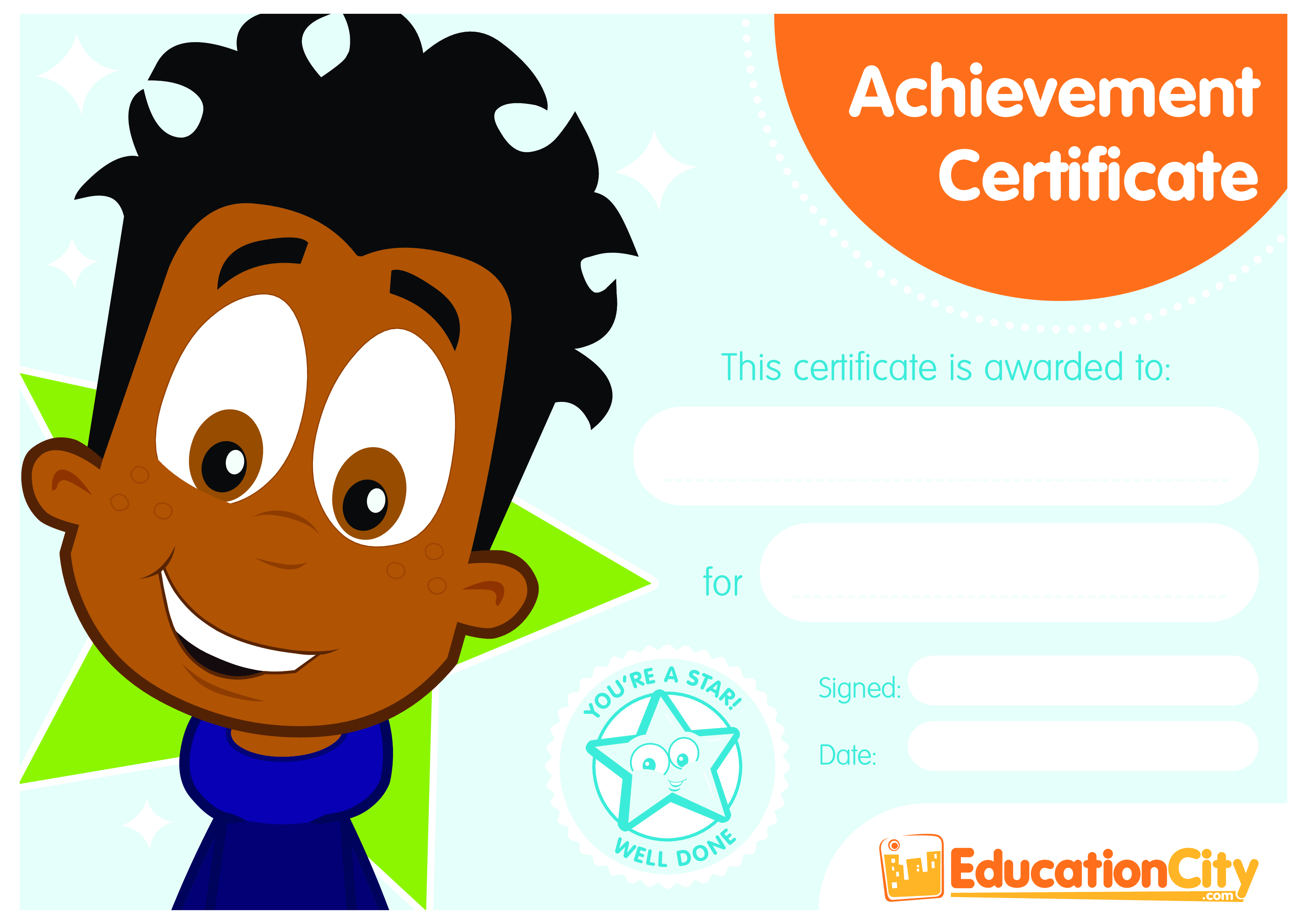 blank achievement certificate template