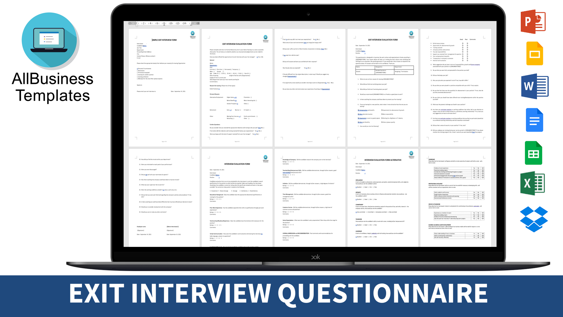 hr exit interview form modèles