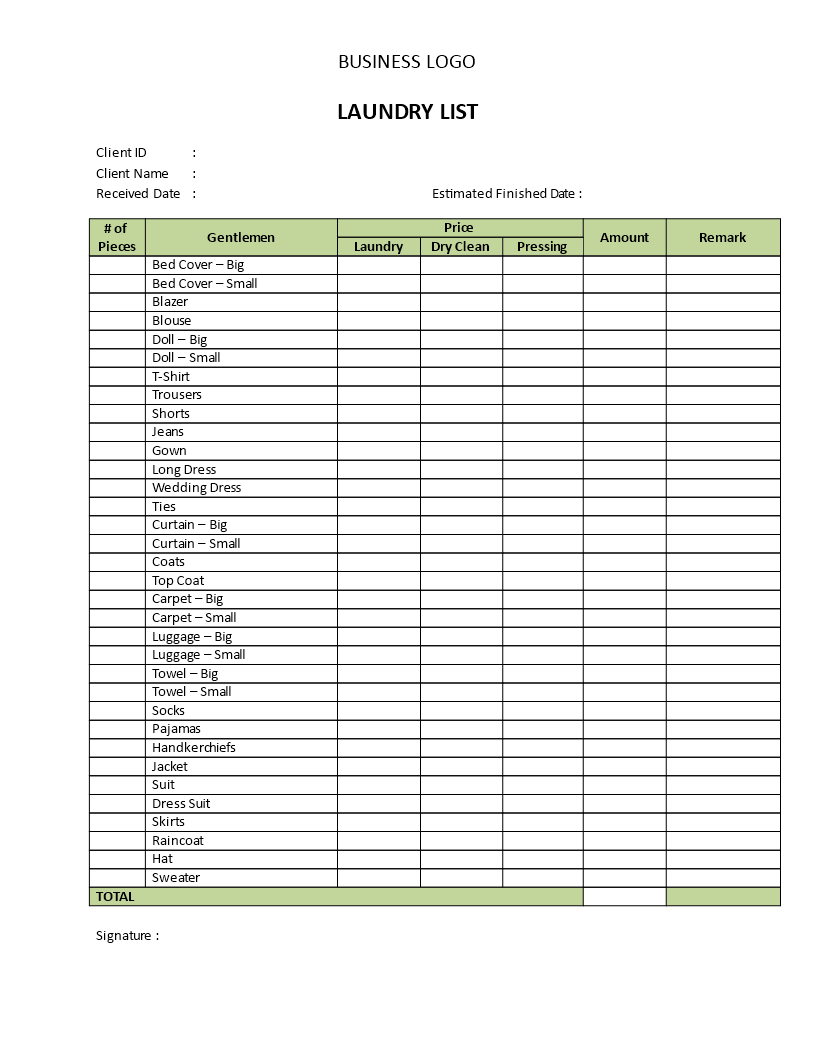 Laundry Service Agreement Template
