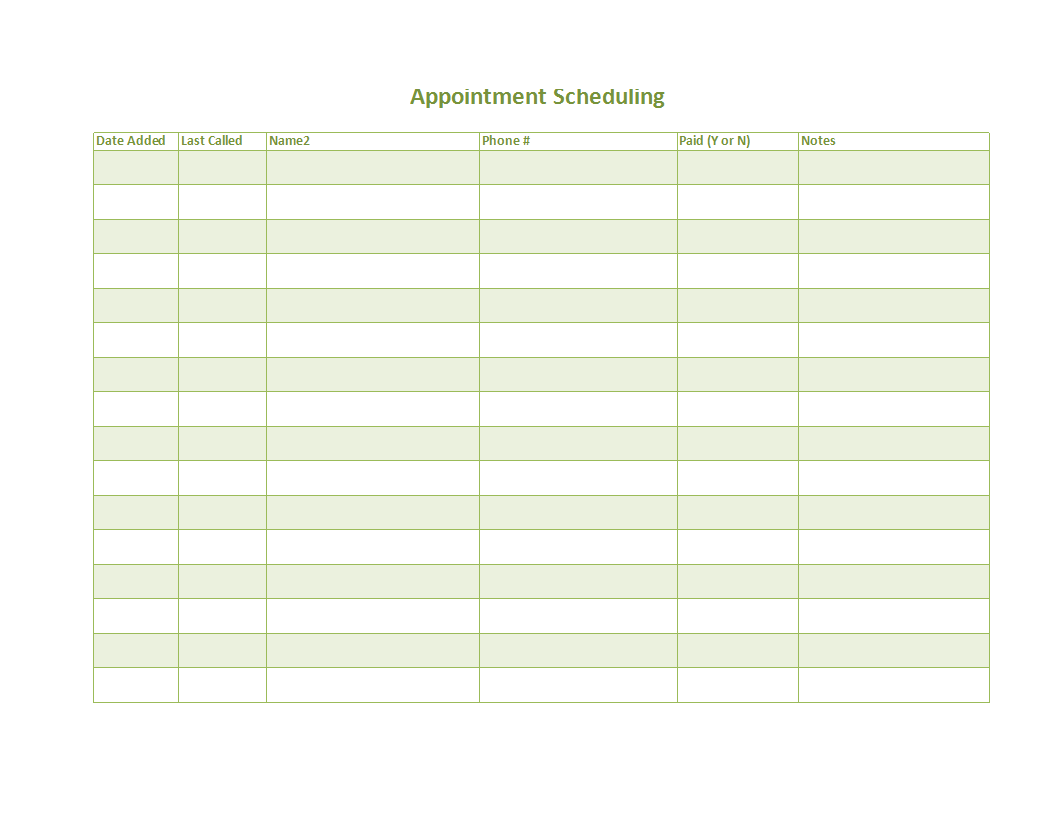 Kostenloses Appointment scheduling template For Appointment Sheet Template Word