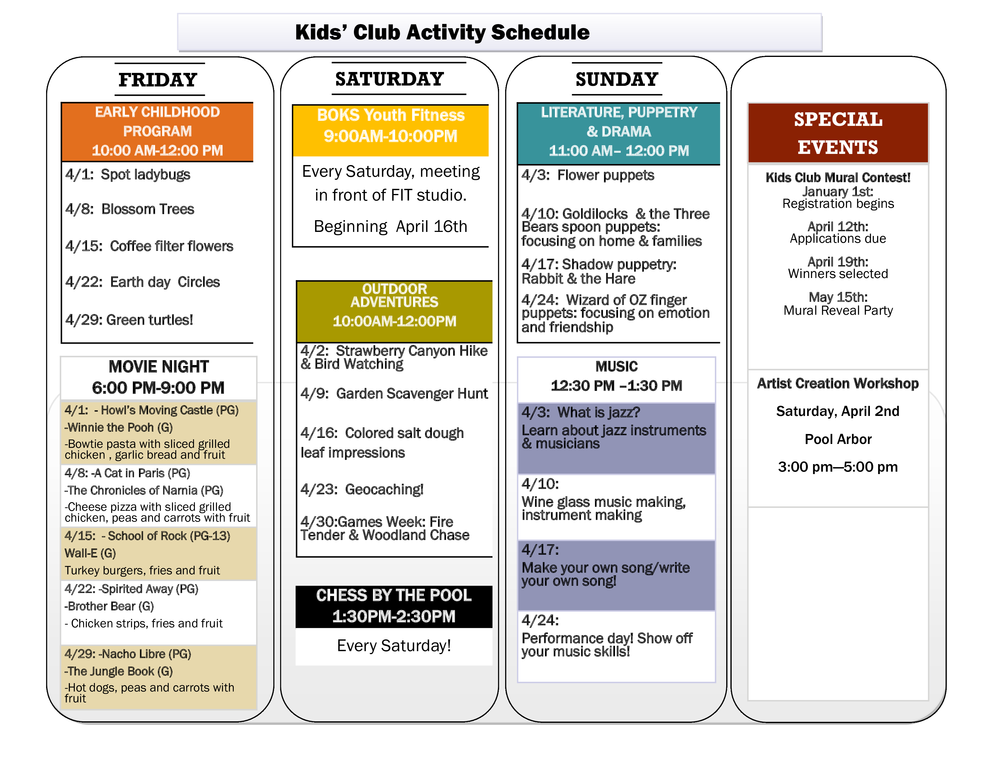 kid’s activity template