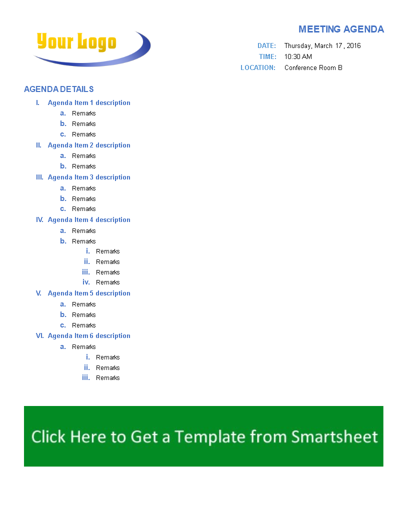 sample of meeting agenda template